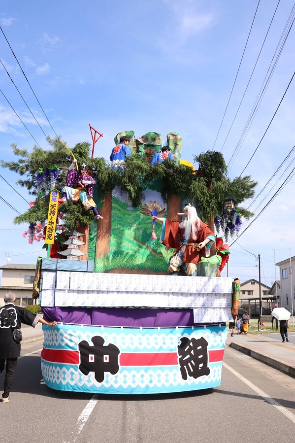 野田まつり　中組の山車（見返し　天狗と牛若丸）